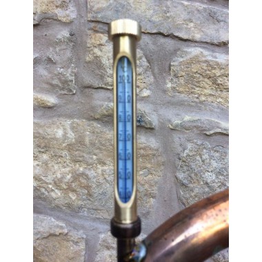 Glasthermometer (0º - 100º) am Schwanenhalsrohr angeschweisst