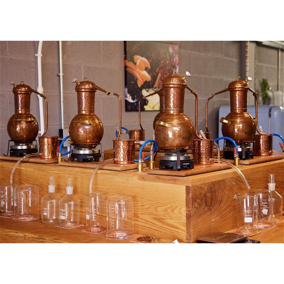 Premium Destillierkolben mit Säule (Thermometer, elektrische Platte) @ Moores of Warwick, Warwickshire, Vereinigtes Königreich